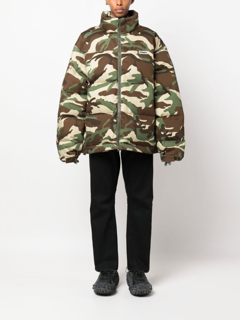 Brown Camouflage Print Puffer Coat