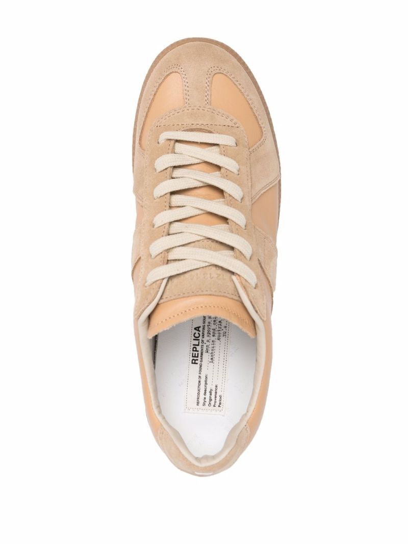 Neutral Panelled Leather Sneakers