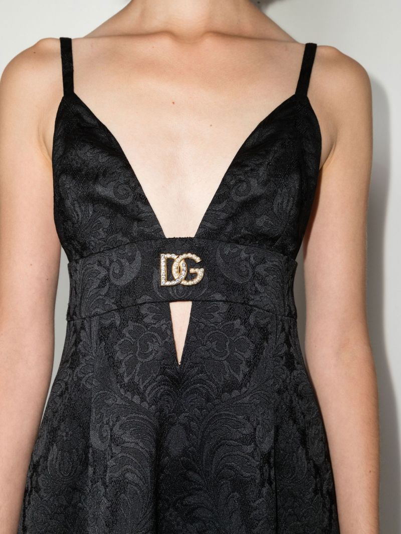 Black Brocade Mini Dress