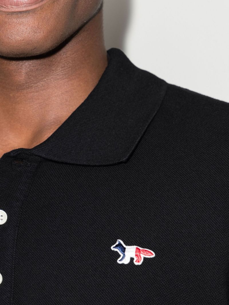 Black Embroidered Fox Polo Shirt