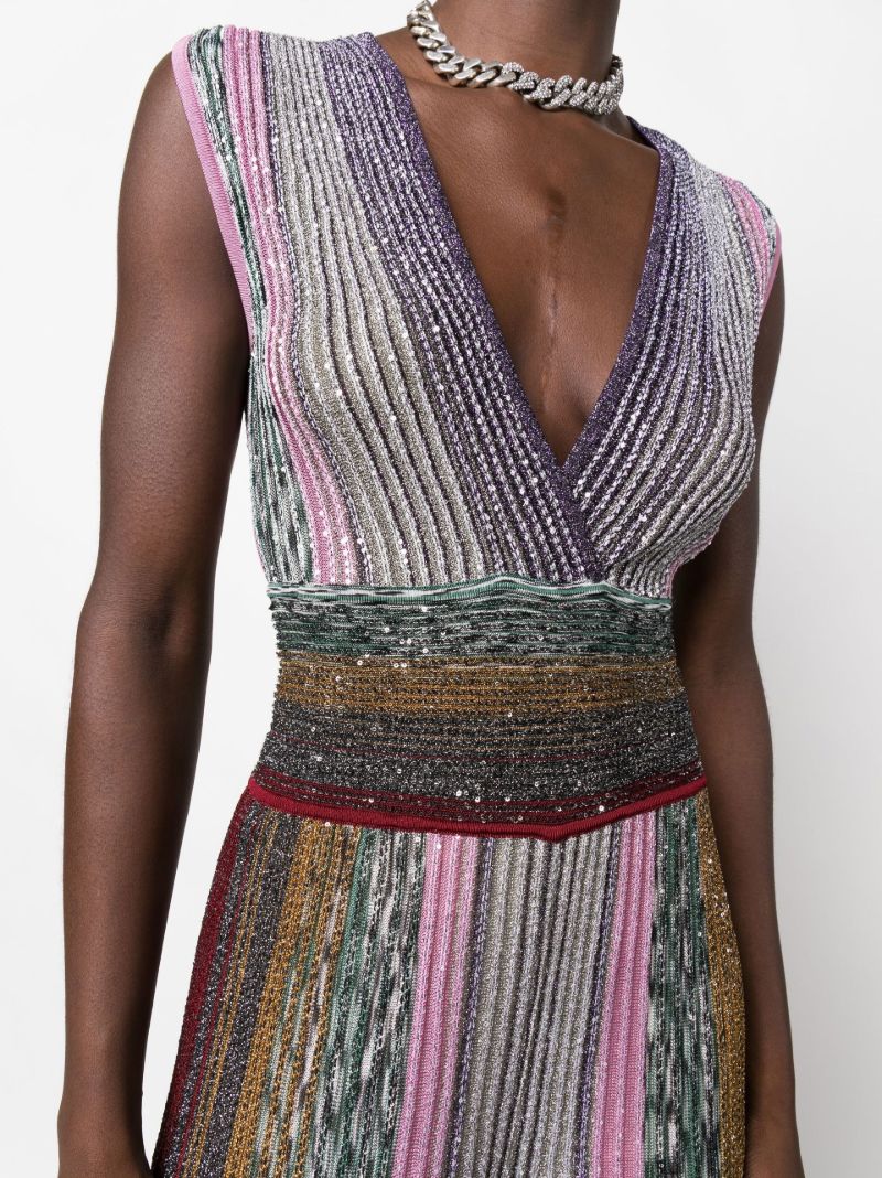Multicoloured Sequin Striped Knit Jumpsuit