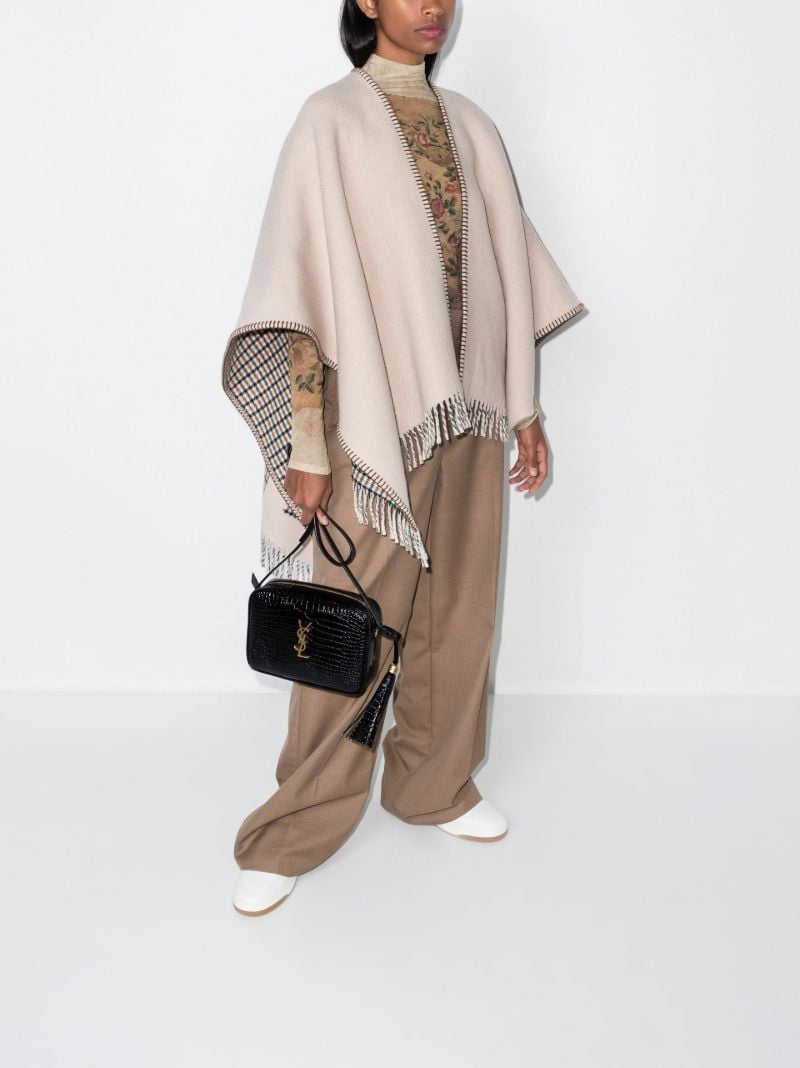Neutral Reversible Fringed Poncho