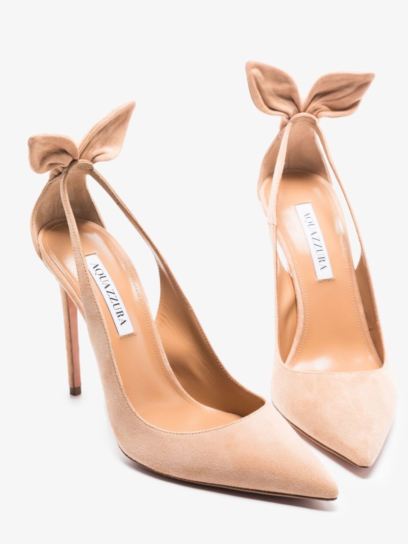 Pink Bow Tie 105 Suede Pumps