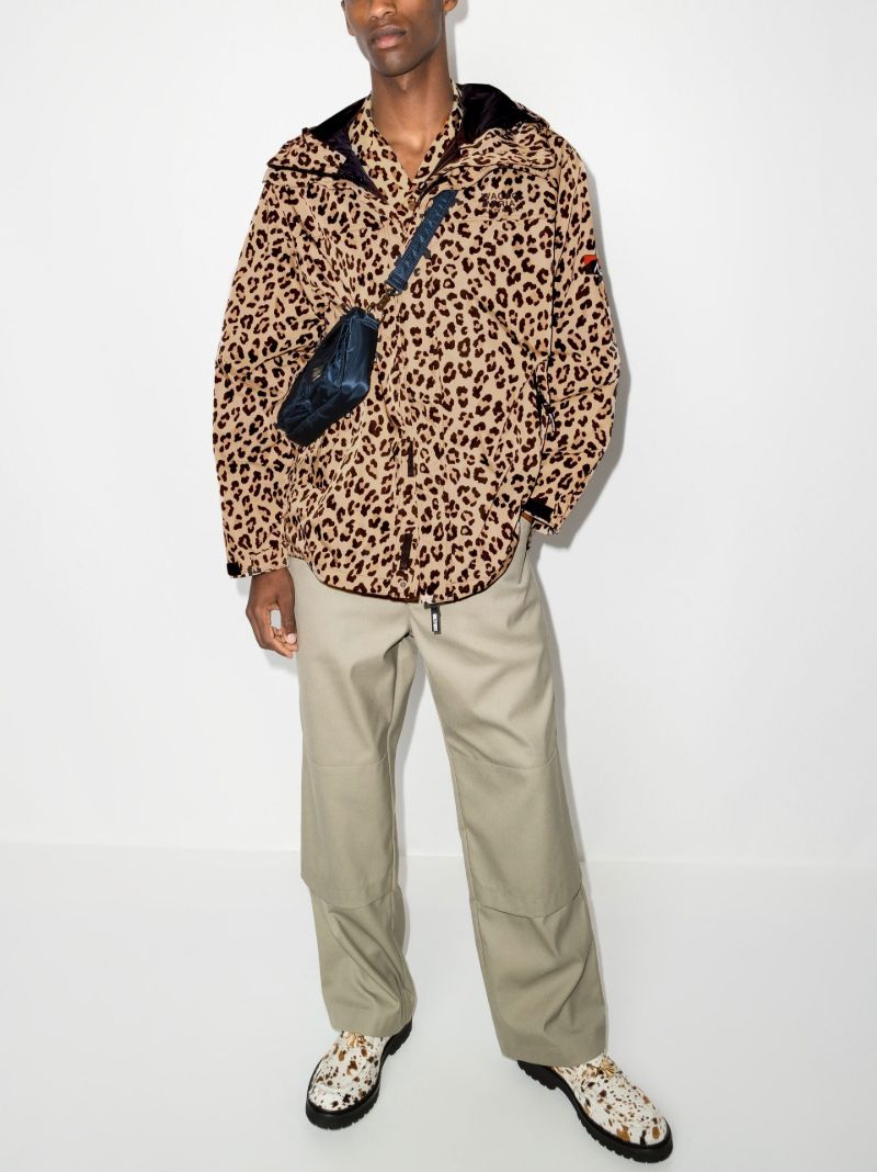 X Nanga Leopard Print Padded Mountain Jacket
