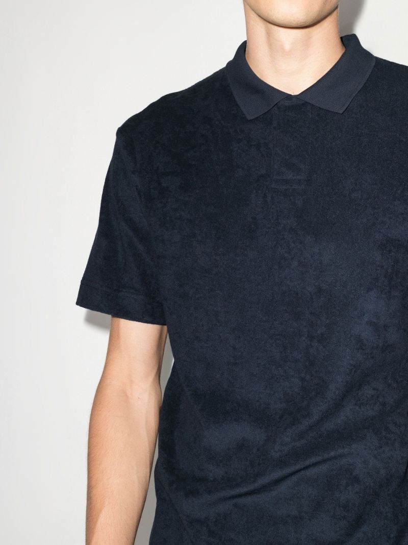 Blue Cotton Towelling Polo Shirt
