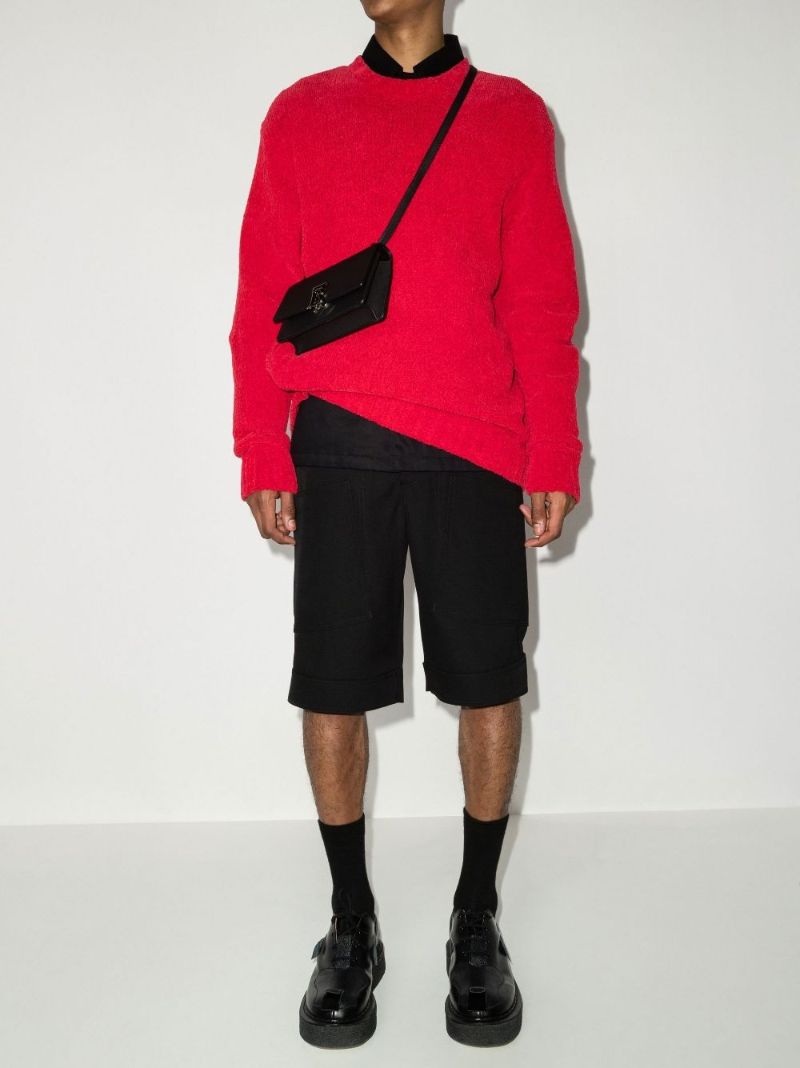 Black Panel Detail Wool Shorts