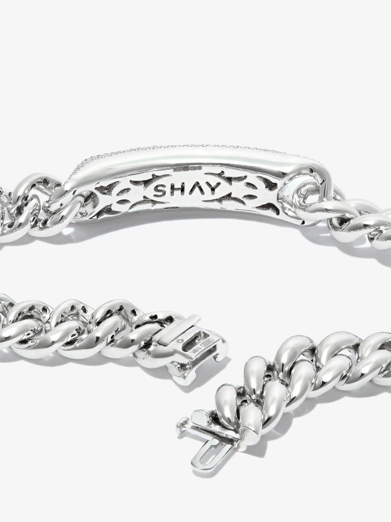 18k White Gold Essential Id Link Diamond Bracelet