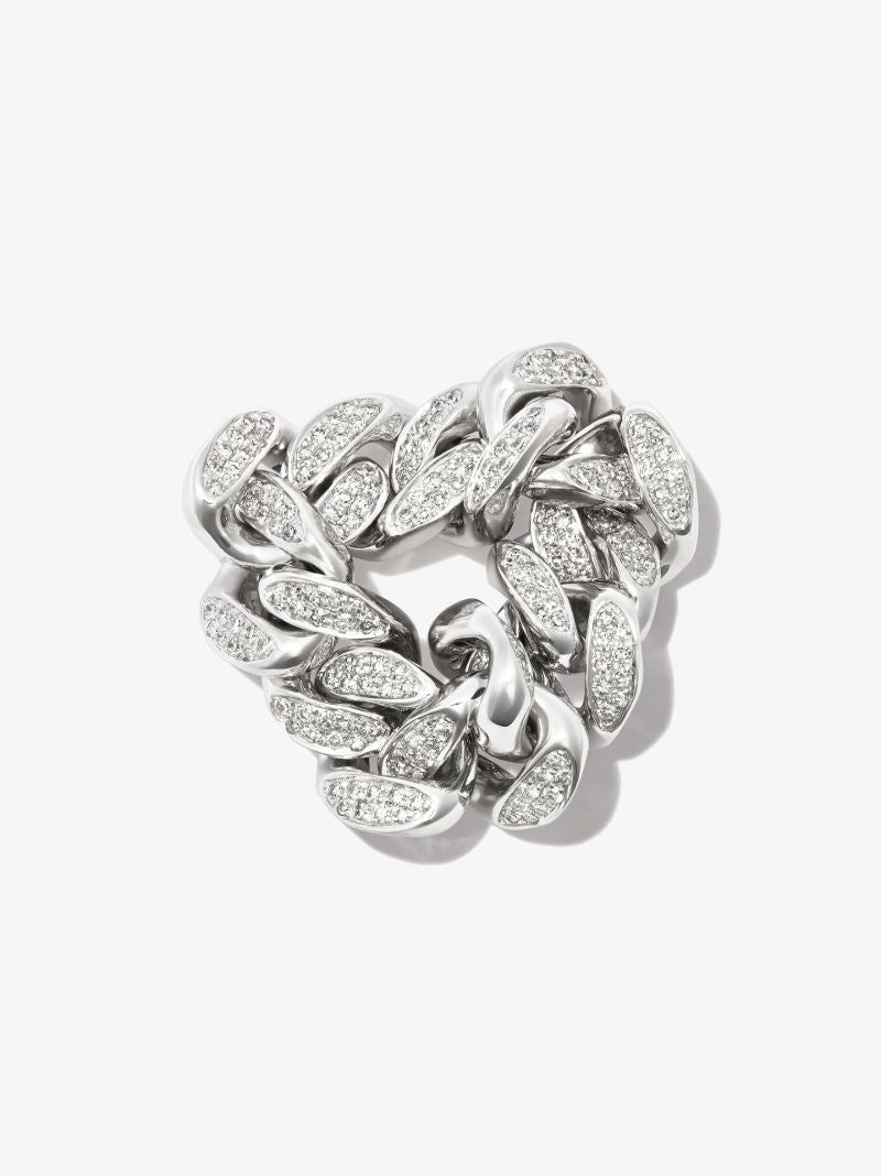 18k White Gold Flat Link Diamond Ring