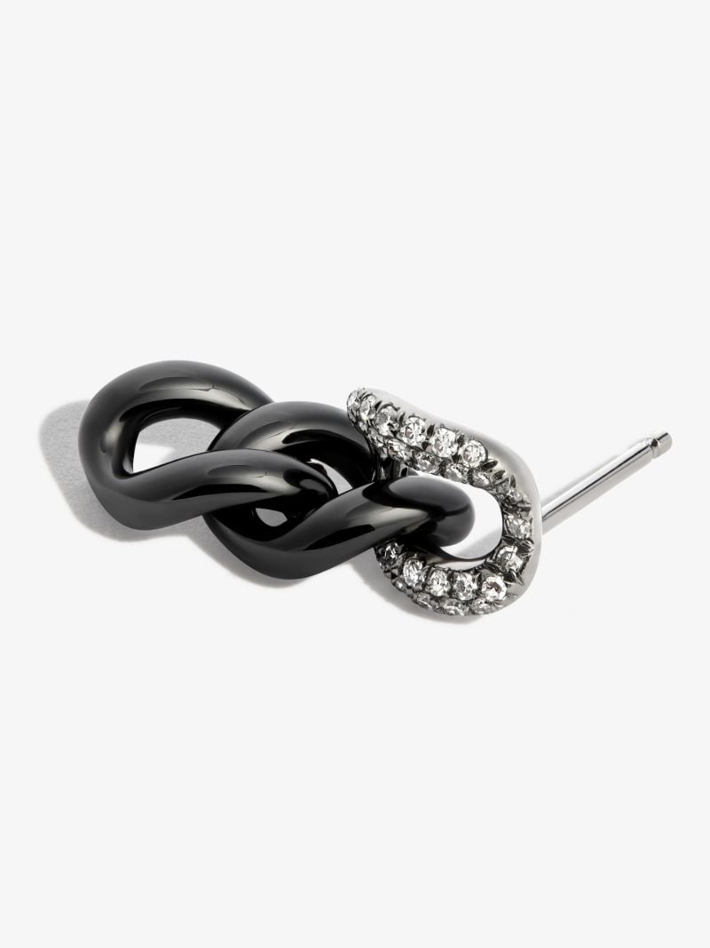 18k Black Gold Triple Link Diamond Earring