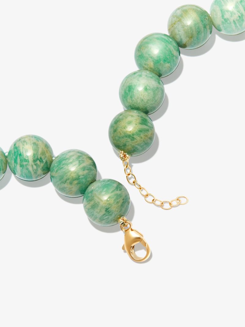 14k Yellow Gold Oracle Amazonite Beaded Necklace