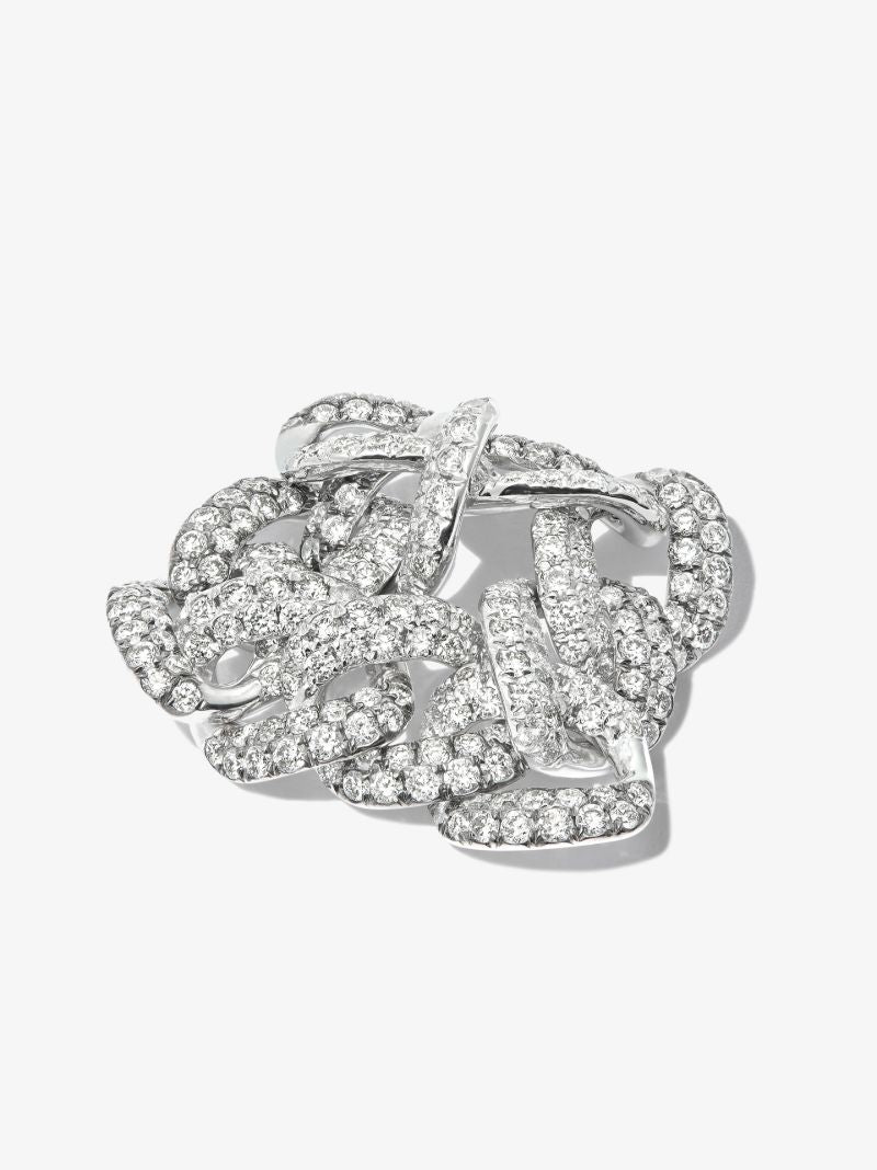 18k White Gold Two Tone Curb Link Diamond Ring