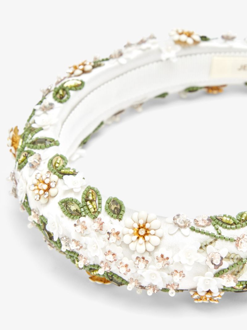 White Elowen Floral Embroidered Headband