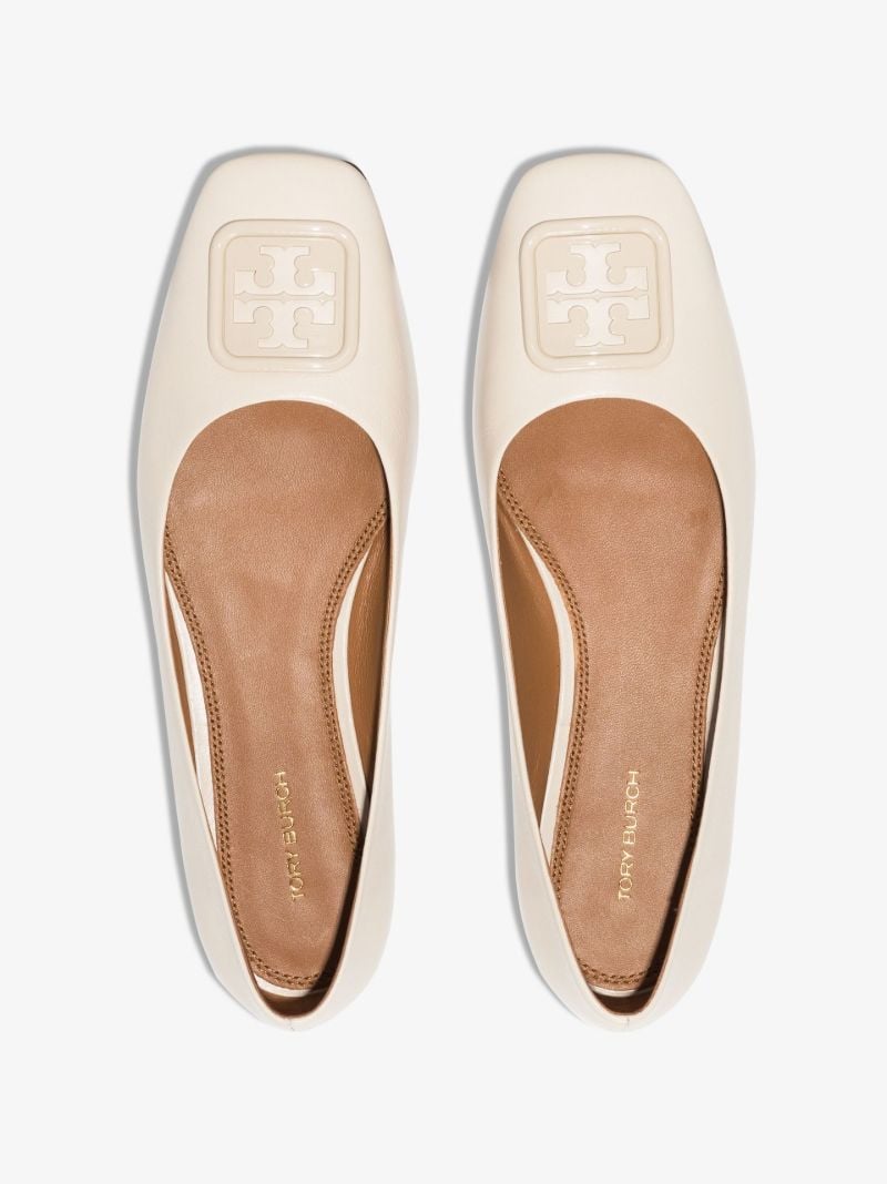 Neutral Georgia Bombe Leather Ballet Pumps