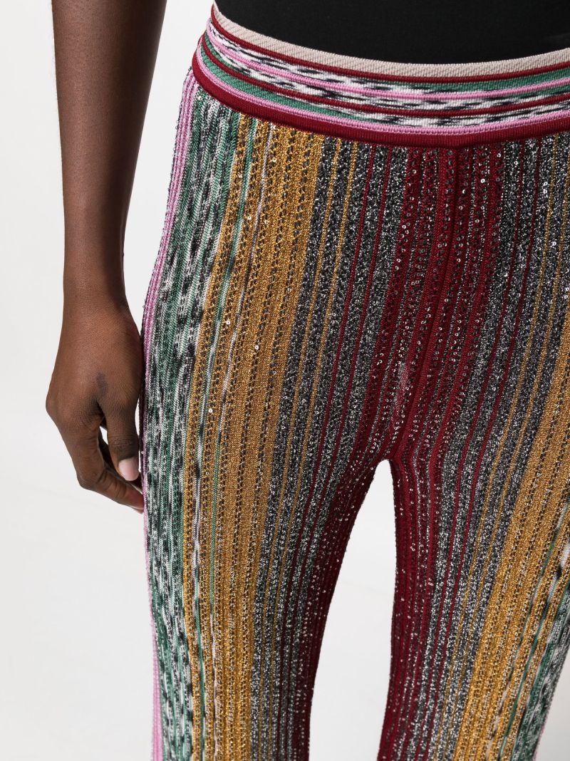 Multicoloured Sequin Striped Knit Flared Trousers
