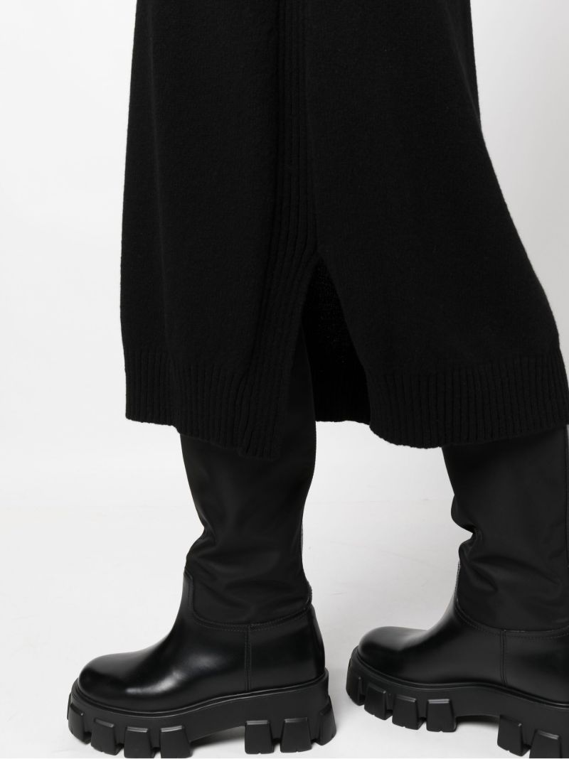 Black Cashmere Knit Midi Skirt