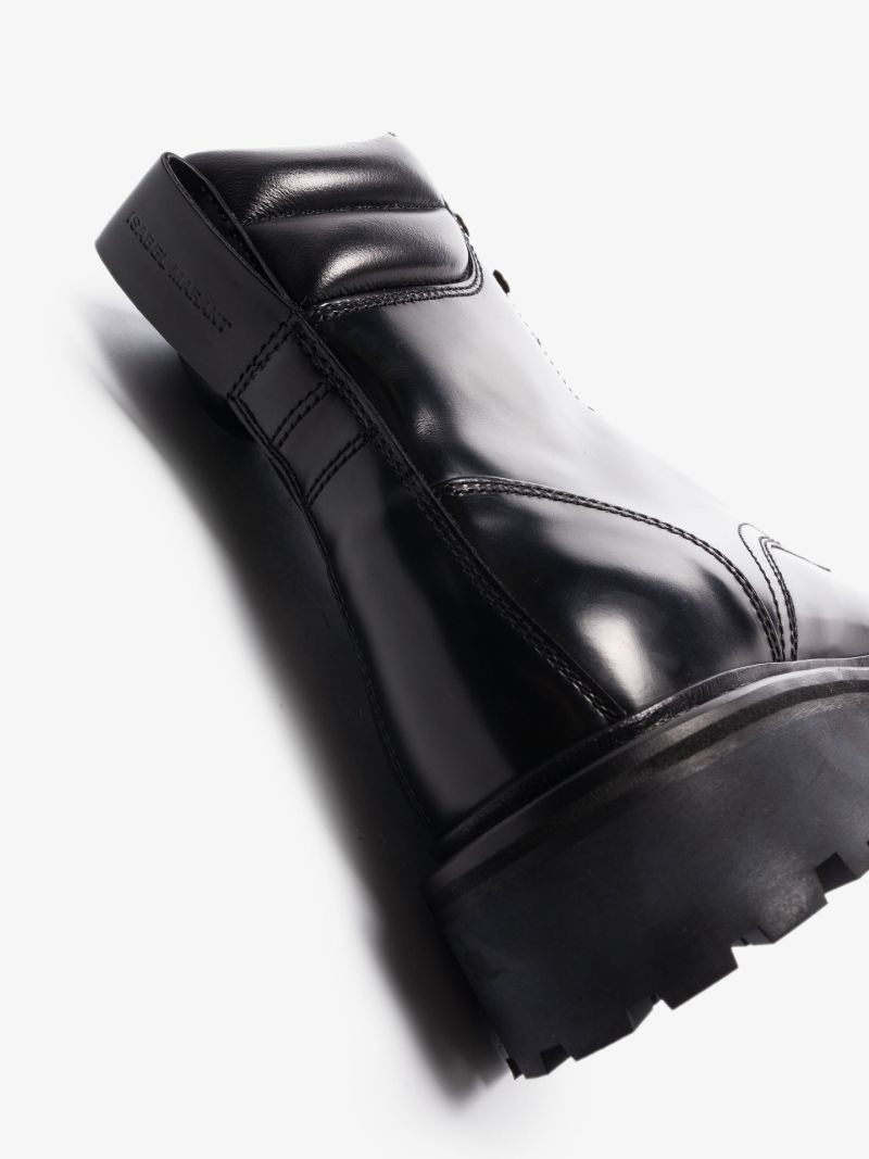 Black Campa Lace-up Leather Ankle Boots