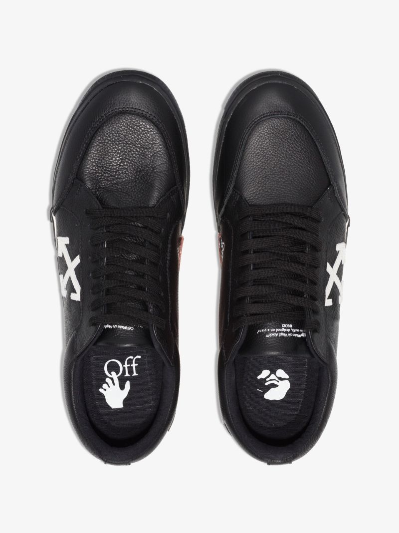 Black Low Vulcanised Leather Sneakers