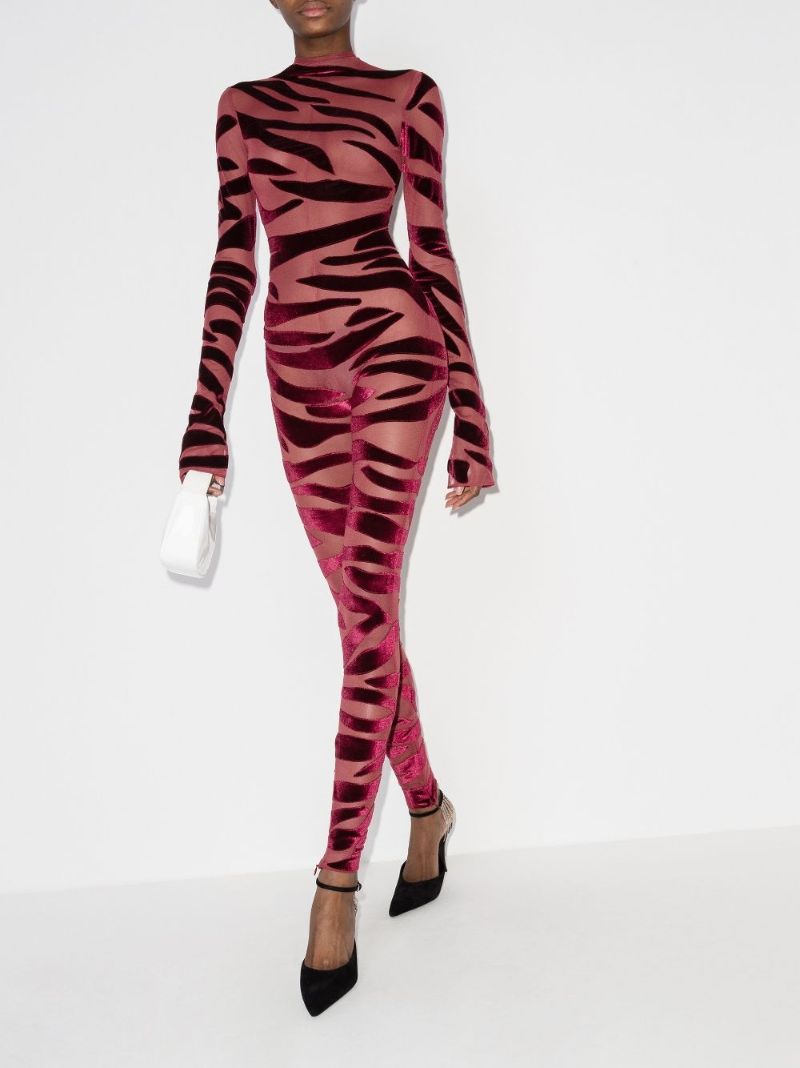 Tiger Print Sheer Jumpsuit