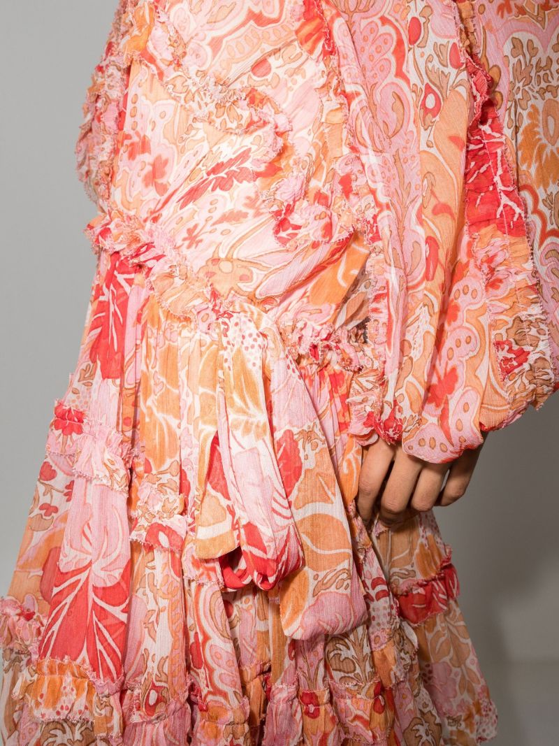 Pink Violet Paisley Print Silk Mini Dress