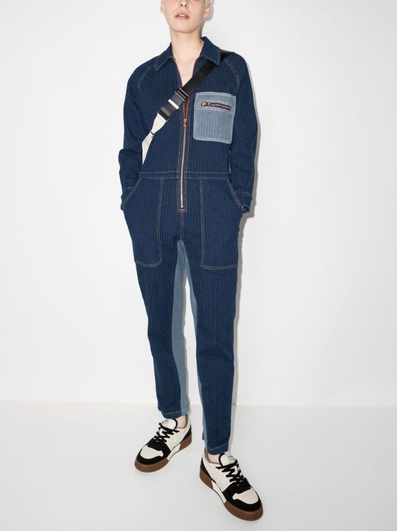 Striped Denim Jumpsuit