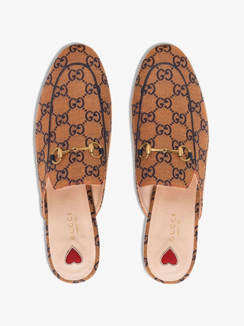 Orange Princetown Gg Canvas Mules