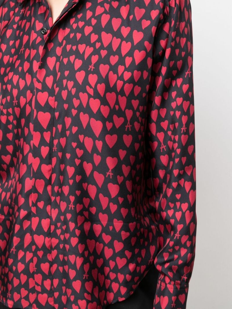 Black Heart Print Button Up Shirt