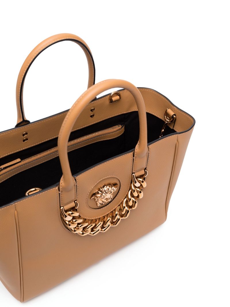 Brown Medusa Leather Tote Bag