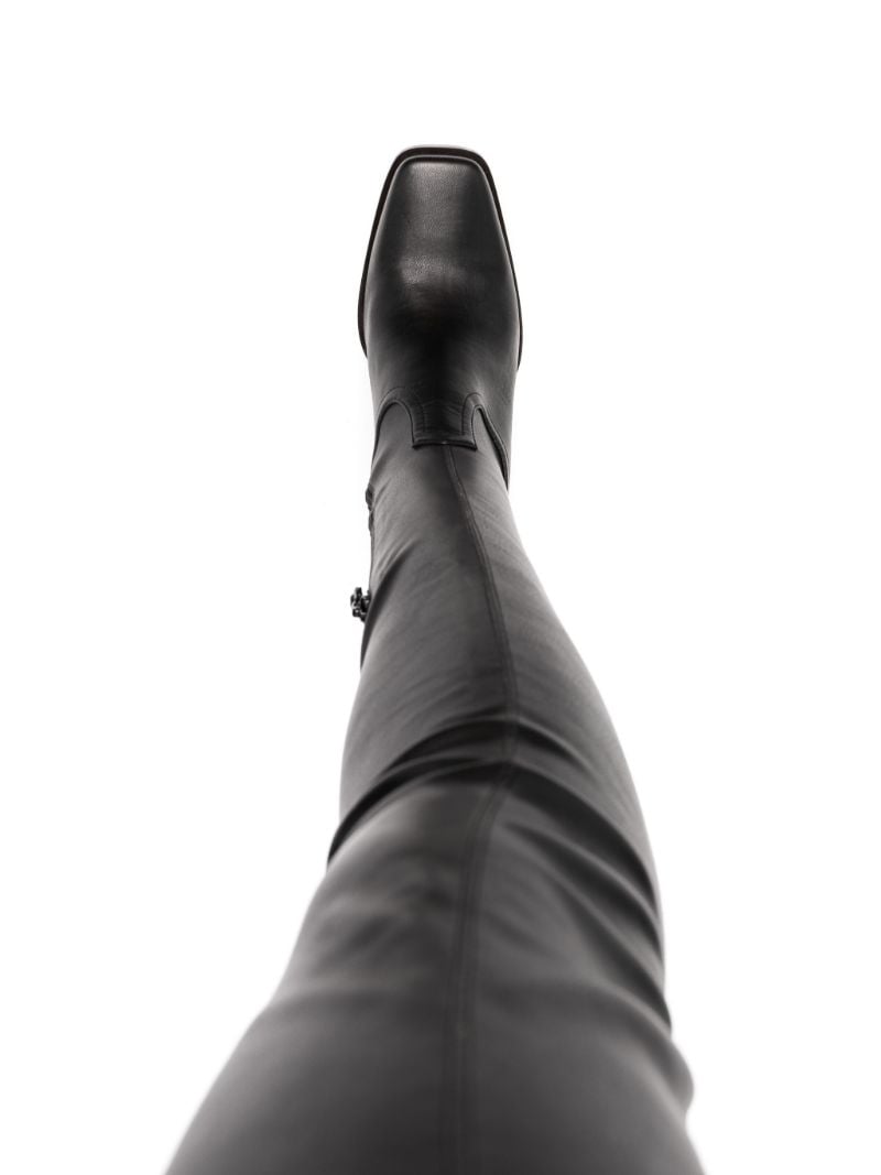 Black Cowboy 80 Faux Leather Thigh-high Boots