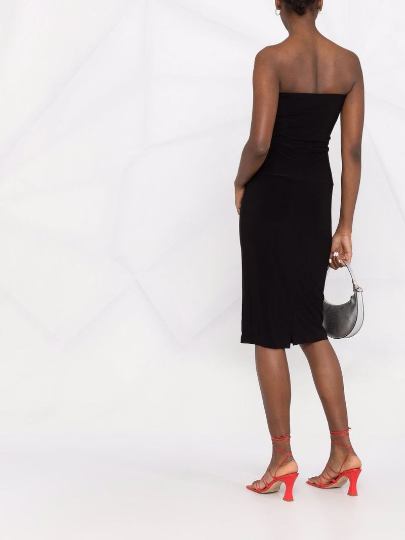Black Strapless Midi Dress