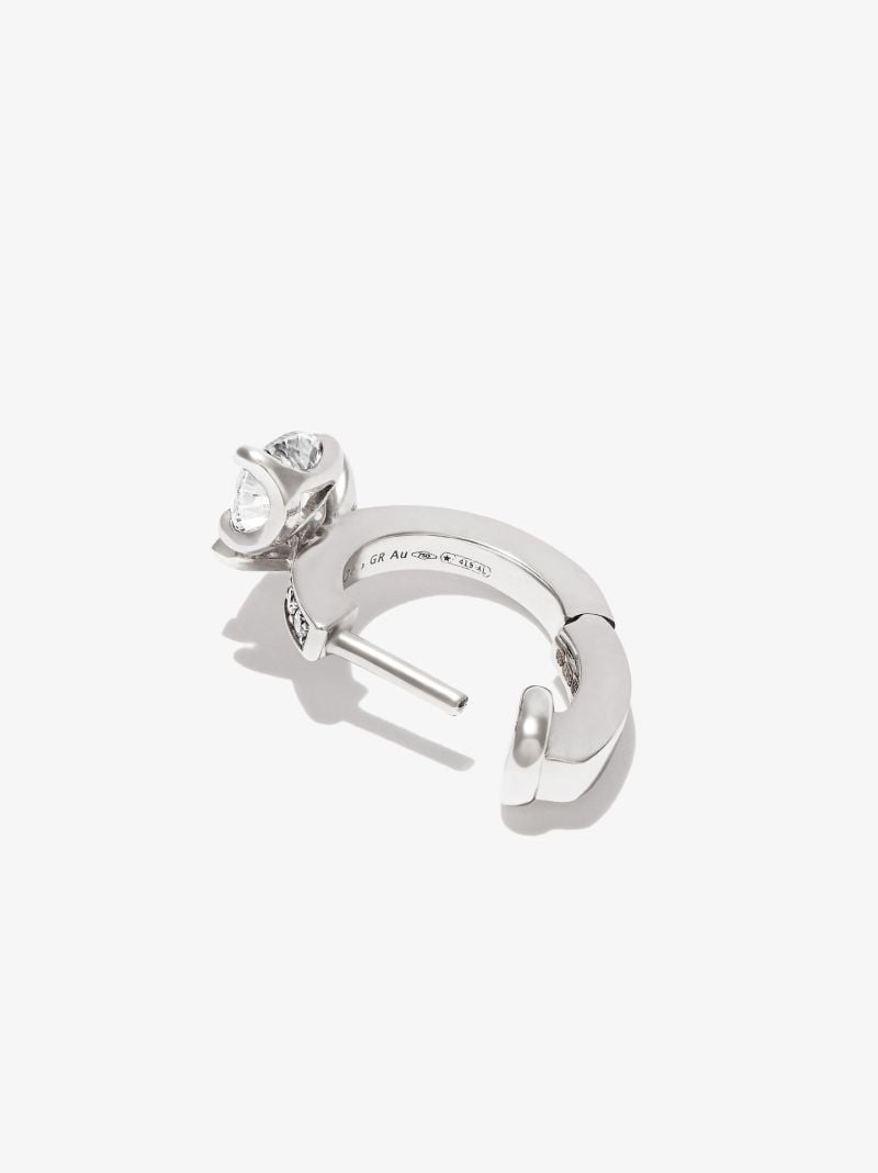 18k White Gold Serti Sur Vide Diamond Hoop Earring