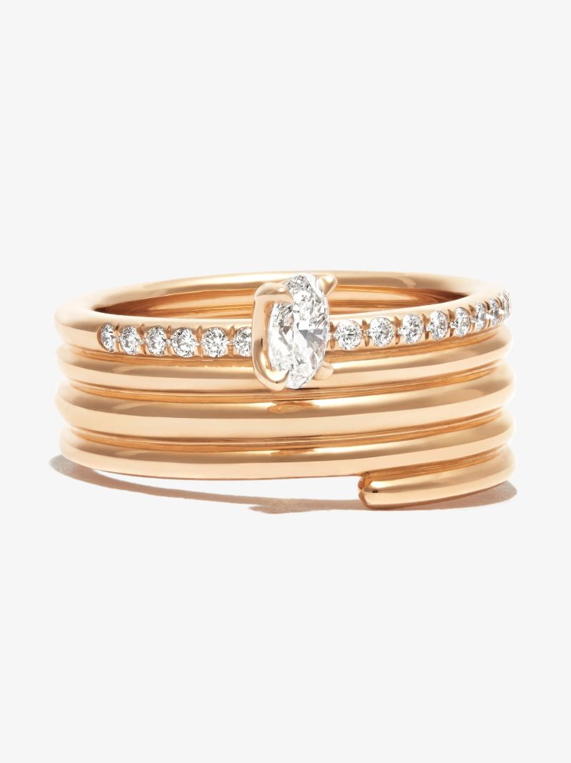 18k Rose Gold Blast Diamond Ring