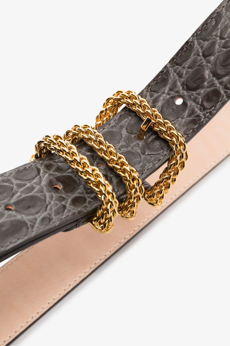 Grey Katina Mock Croc Leather Belt