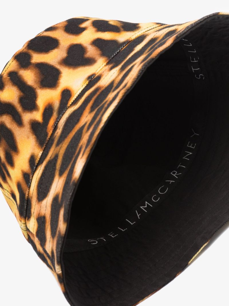Orange Leopard Print Logo Cotton Bucket Hat