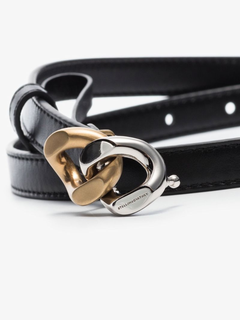 Black Chain Detail Faux Leather Belt