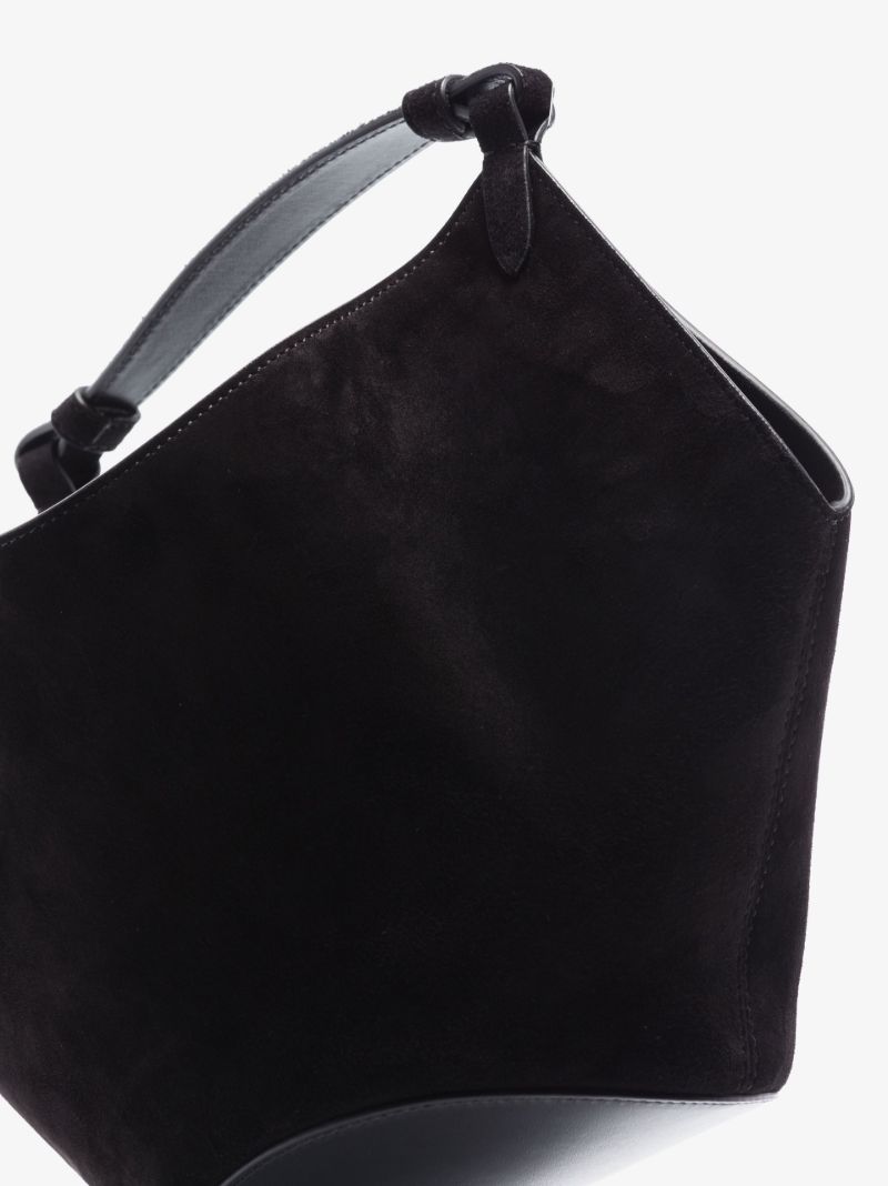Black Lotus Mini Suede Tote Bag