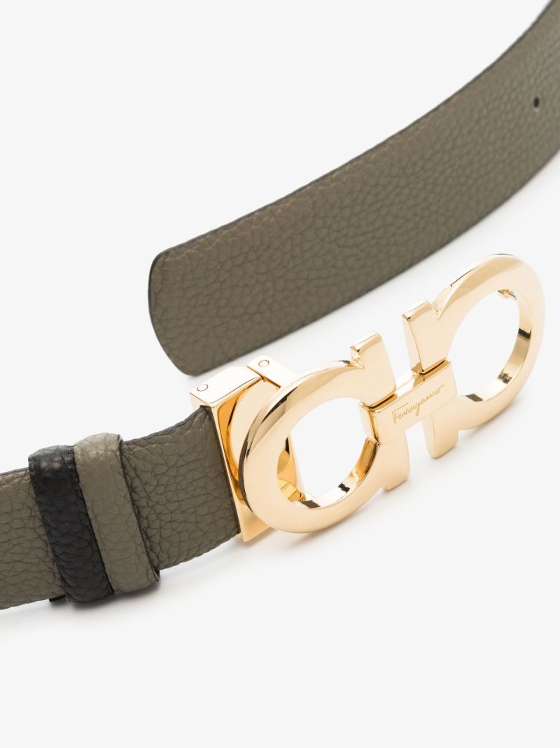 Green Gancini Reversible Leather Belt