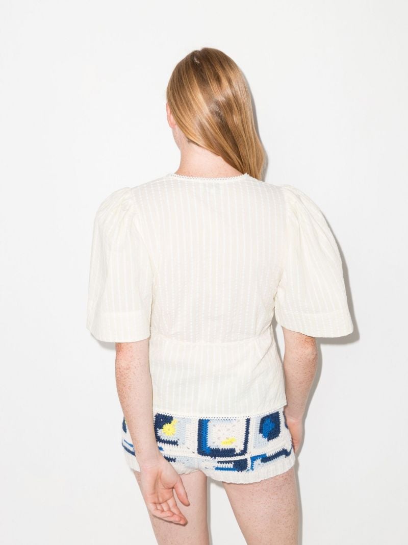 Yellow Striped Organic Cotton Seersucker Wrap Top