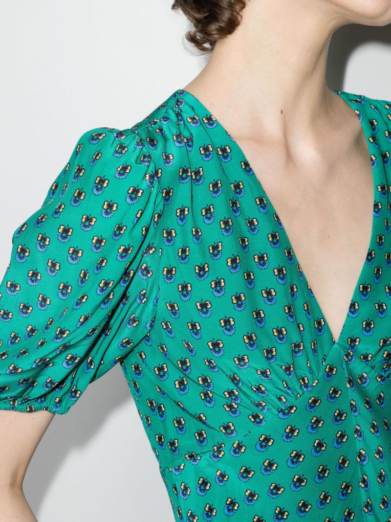 Green Milla V-neck Printed Mini Dress