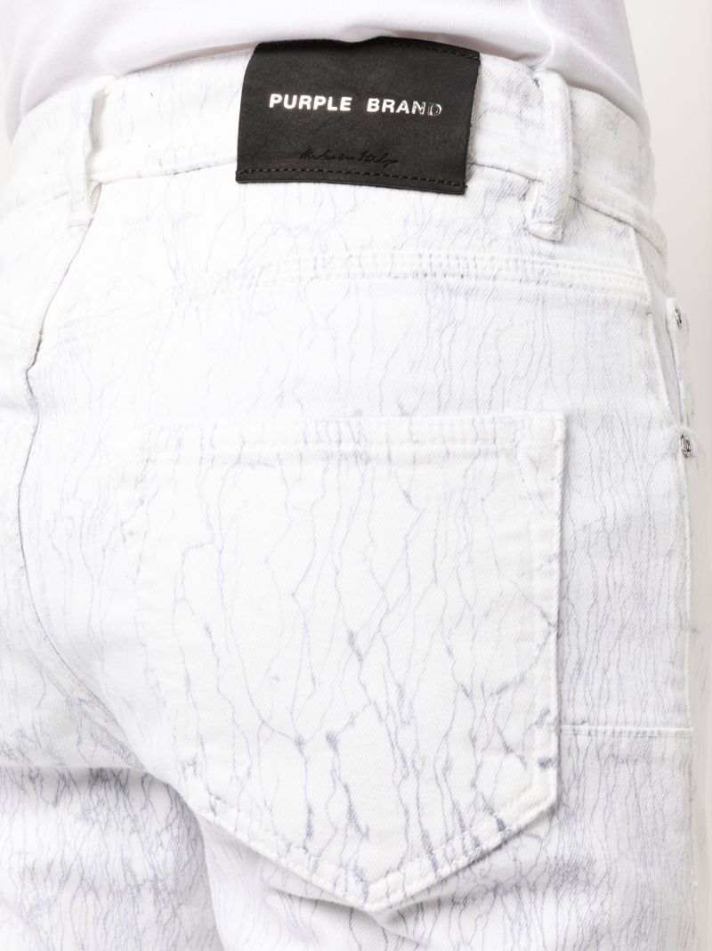 White Hydro Marble Print Skinny Jeans