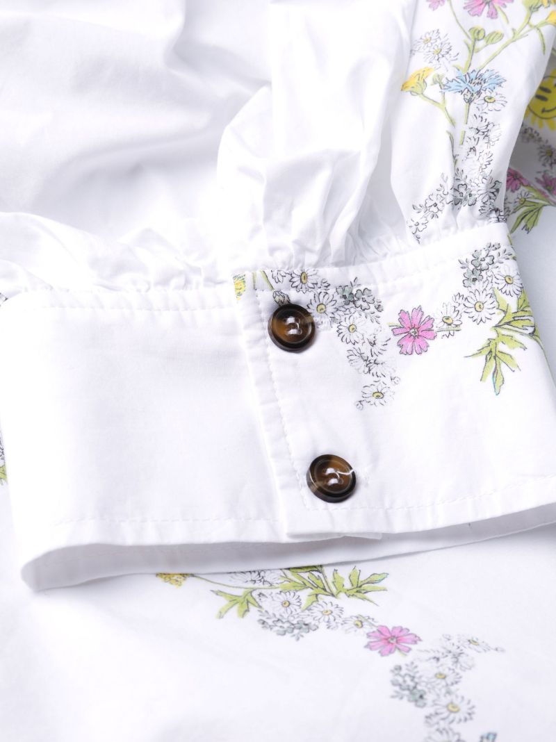White Floral Puff Sleeve Mini Dress