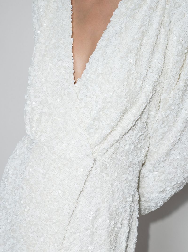 White Samantha Sequin Wrap Dress