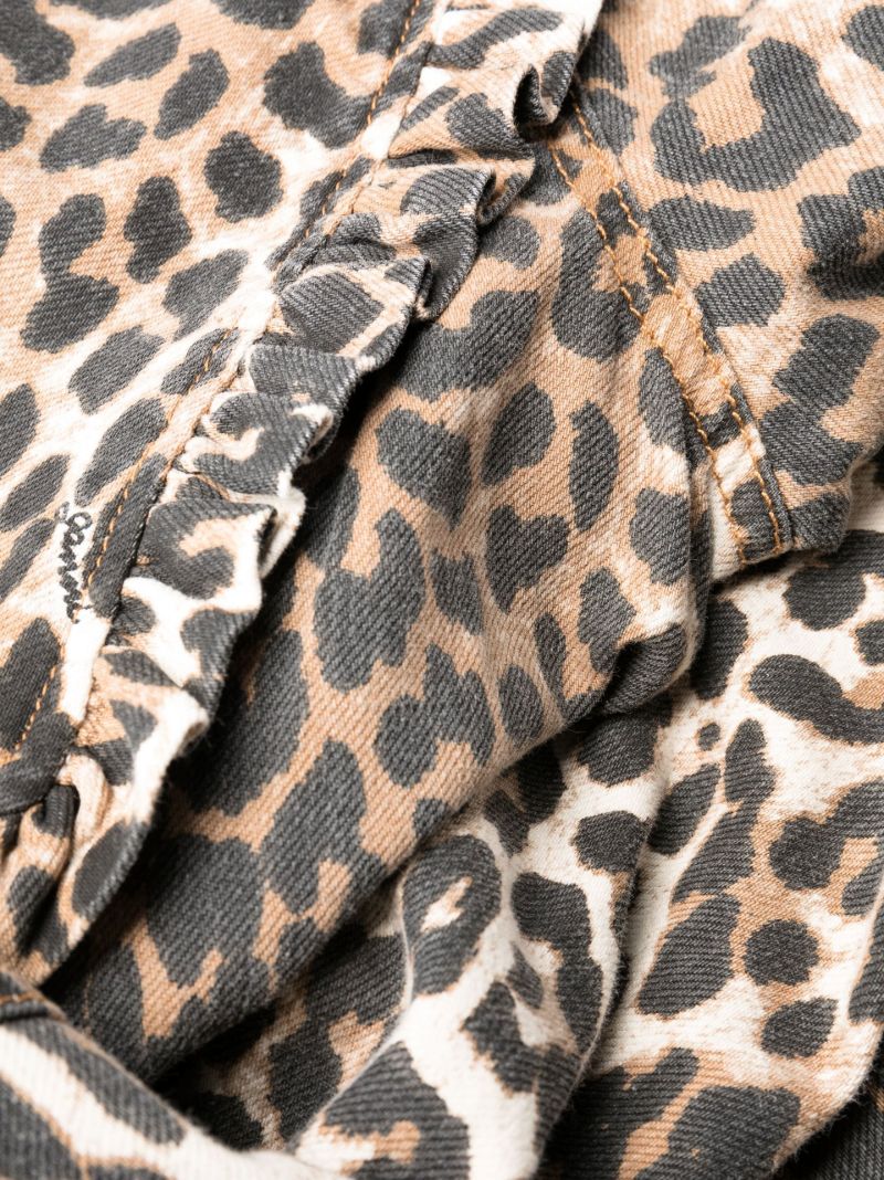 Neutral Leopard Print Frill Collar Dress