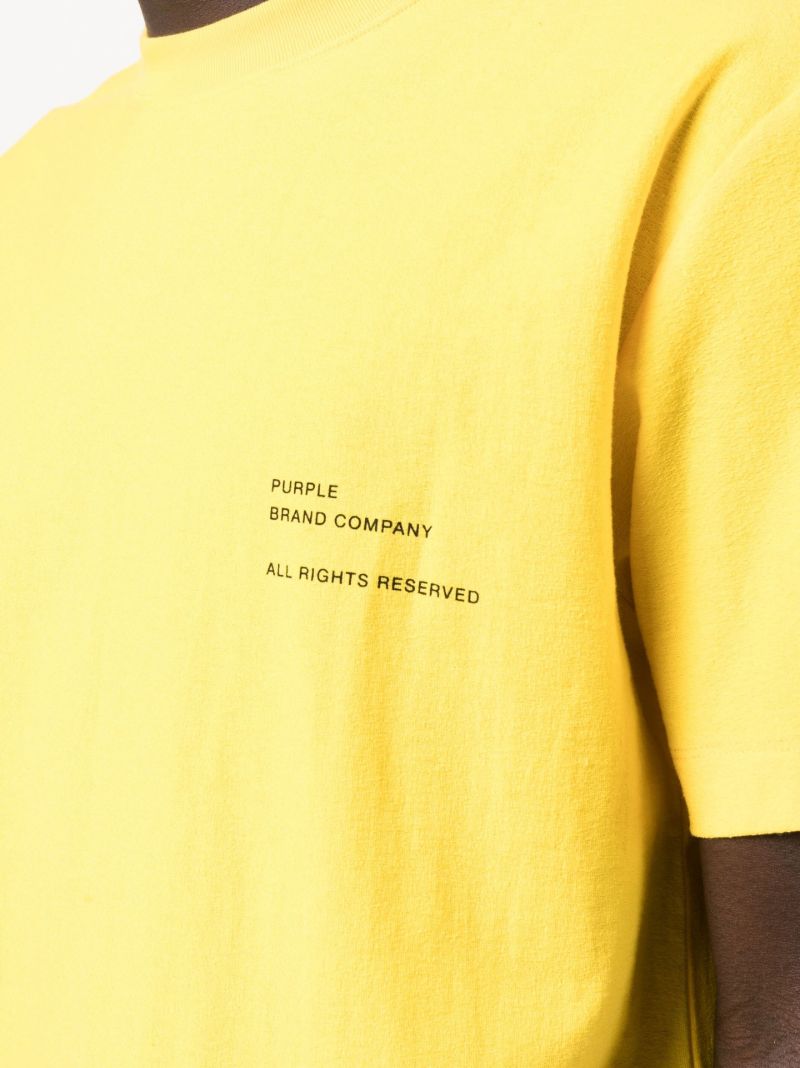 Yellow P104 Logo Print Textured Cotton T-shirt