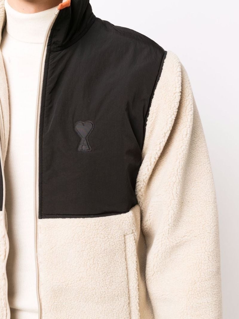 Black and White Ami De Coeur Panelled Shearling Jacket