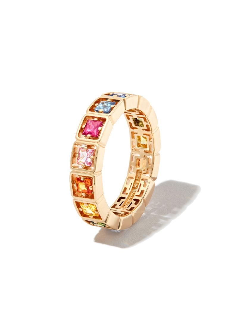18k Yellow Gold Rainbow Sapphire Ring