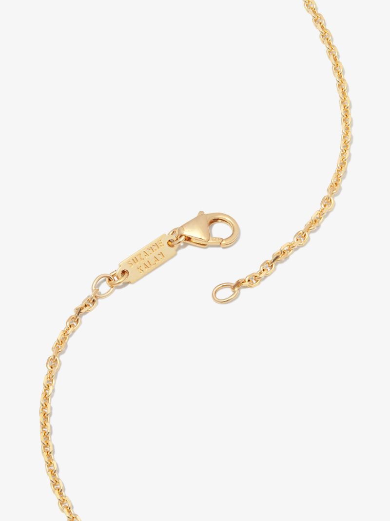 18kt Yellow Gold Inlay Sapphire Dog Tag Pendant Necklace