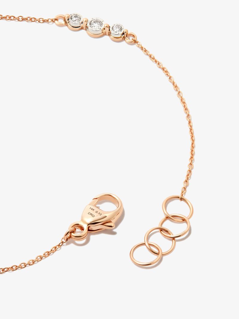 14k Rose Gold Ava Bea Trio Station Diamond Bracelet