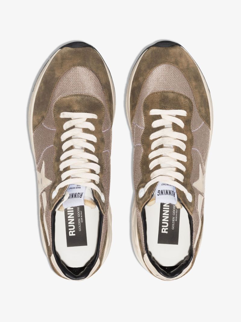Green Running Sole Low-top Suede Sneakers