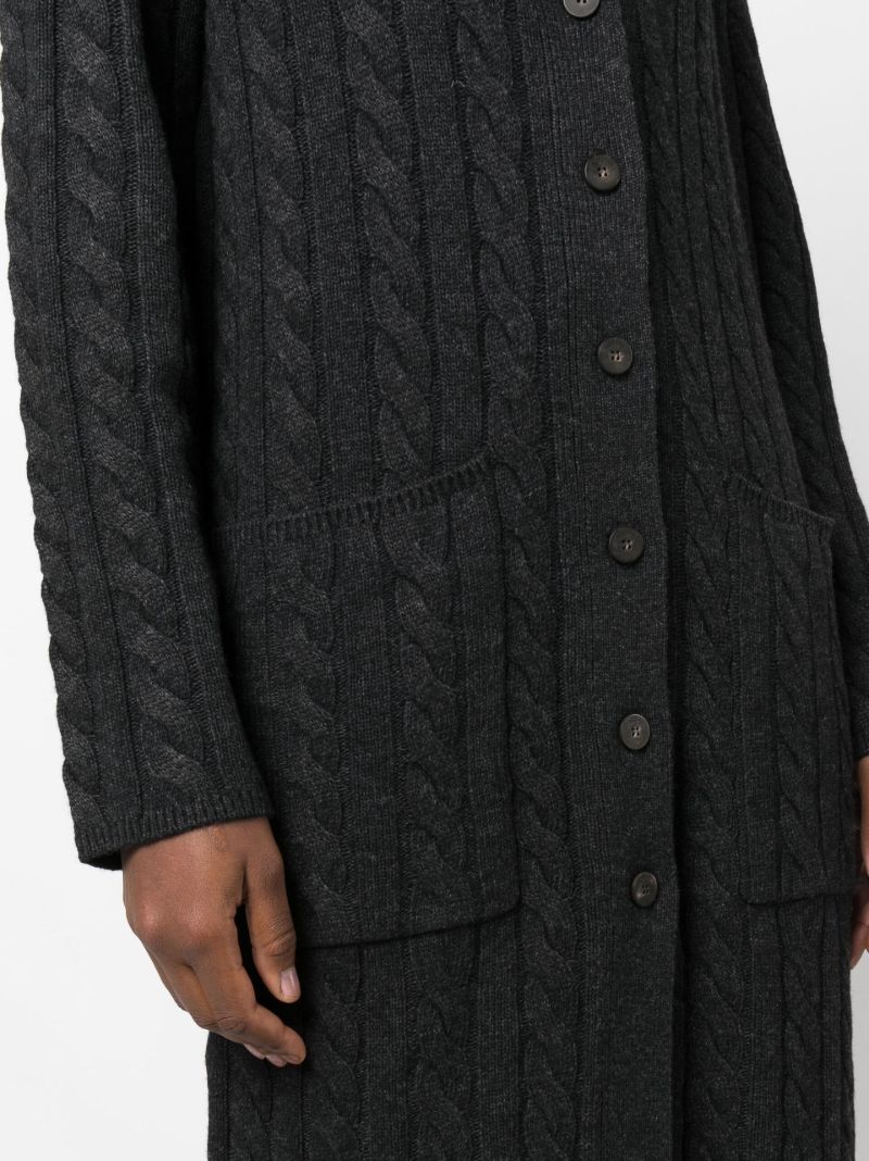 Grey Cable Knit V-neck Cardigan