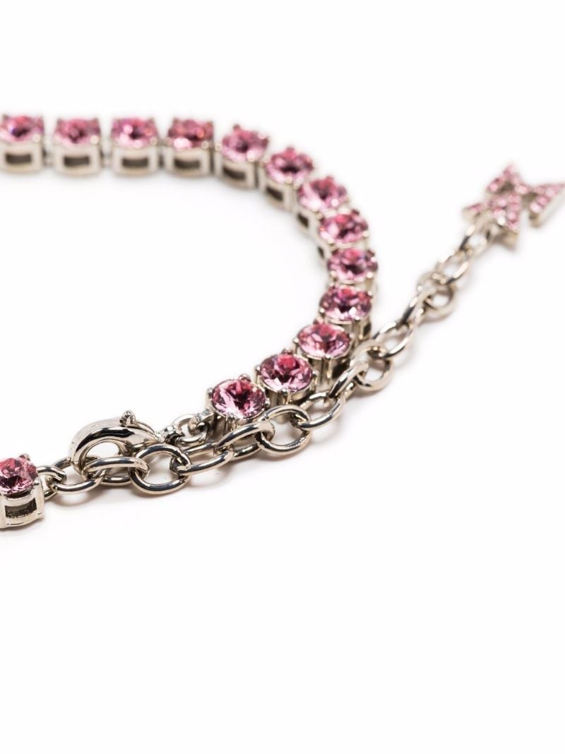 Pink Silver-tone Crystal Tennis Choker Necklace